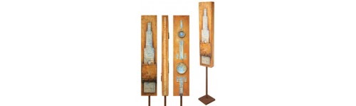 Sculpture Monolithe - Totem 4 faces - Hieroglyphes